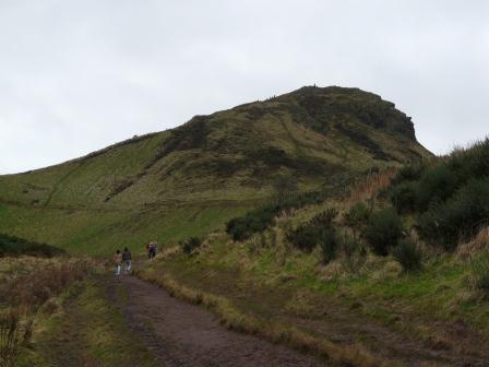 Arthur's Seat, viewed from one of many well-worn access trails. Who "Arthur" was is unclear.